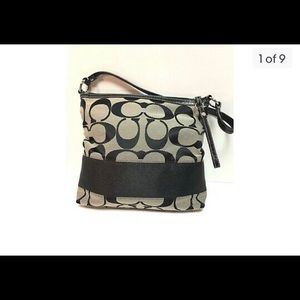 Authentic coach black strip handbag